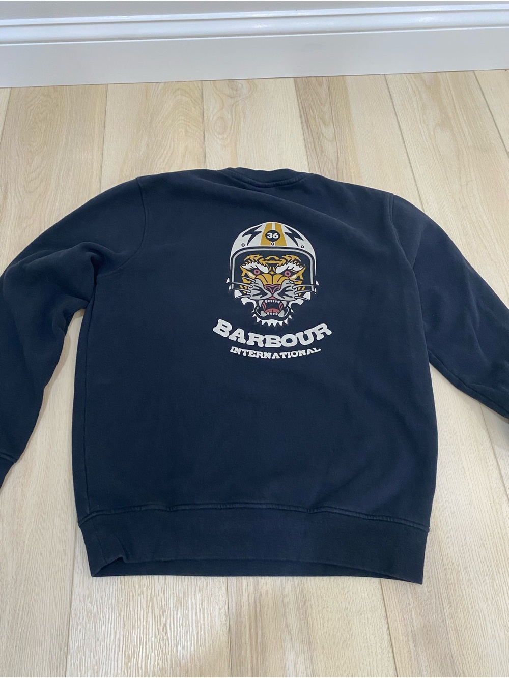 BARBOUR International Carlisle Graphic Sweatshirt Black Crewneck Size M